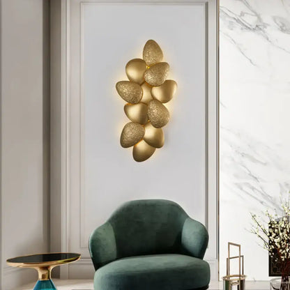 Decorbites Gold Squama wall sconce 3 or 6 light with gold leaf cluster design on Tampa Home & Garden Store