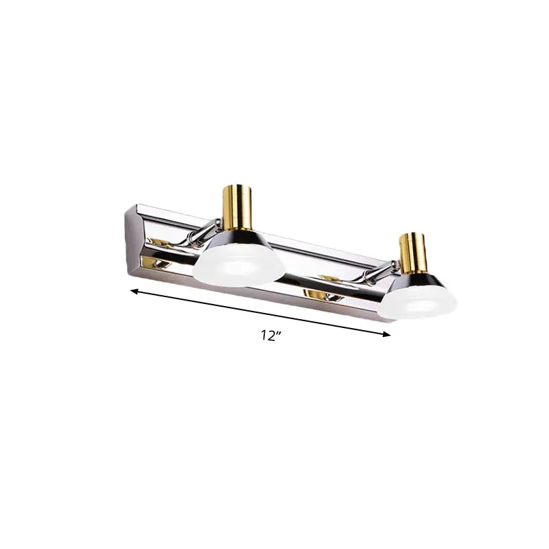 Chrome Gold Vanity Light from Decorbites, 12in two-light fixture with white glass shades on Tampa Home & Garden Store