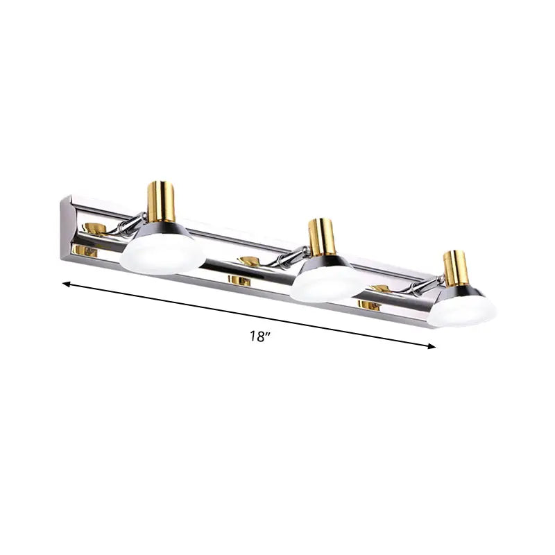 Chrome Gold Vanity Light 18-inch bar with three white glass shades by Decorbites on Tampa Home & Garden Store