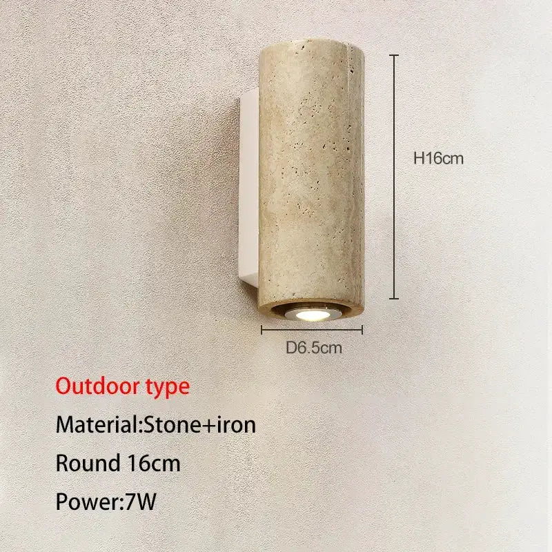 Outdoor wall lamp in stone and iron, cylindrical 16cm diameter, 7W Decorbites on Tampa Home & Garden Store