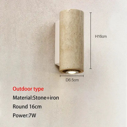 Outdoor wall lamp in stone and iron, cylindrical 16cm diameter, 7W Decorbites on Tampa Home & Garden Store