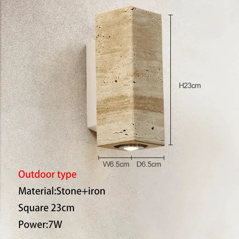 Stone and iron outdoor wall lamp, square 23cm, 7W, Decorbites on Tampa Home & Garden Store