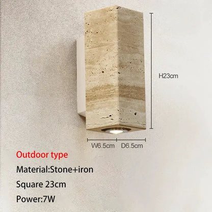 Stone and iron outdoor wall lamp, square 23cm, 7W, Decorbites on Tampa Home & Garden Store
