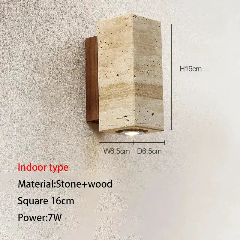 Decorbites stone wood wall lamp indoor 7W backplate 16cm on Tampa Home & Garden Store