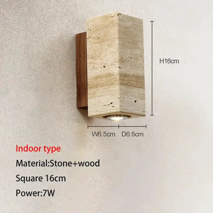 Decorbites stone wood wall lamp indoor 7W backplate 16cm on Tampa Home & Garden Store