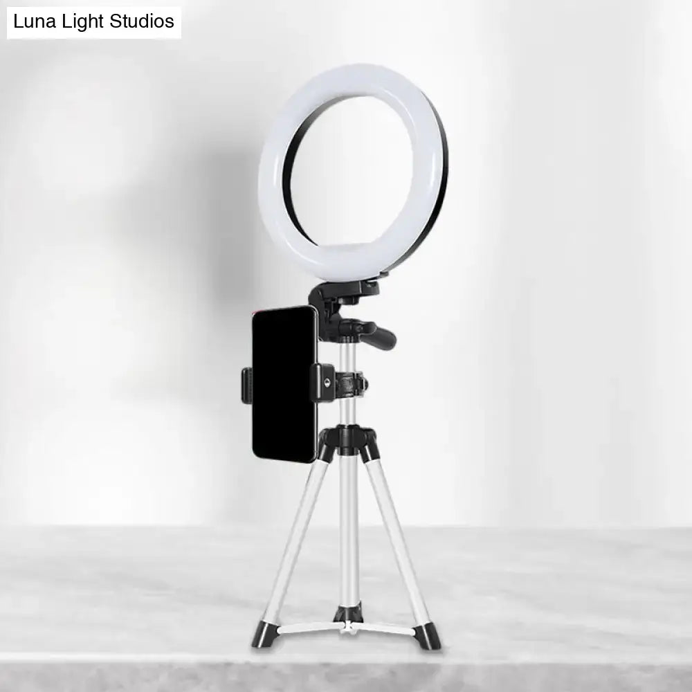 Black Silver LED Ring Light on tripod with smartphone holder Decorbites on Tampa Home & Garden Store
