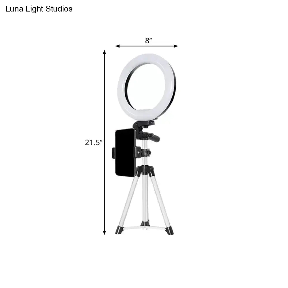 Black silver LED ring light by Decorbites on tripod, 8-inch ring diameter on Tampa Home & Garden Store