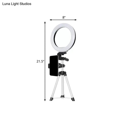 Black silver LED ring light by Decorbites on tripod, 8-inch ring diameter on Tampa Home & Garden Store