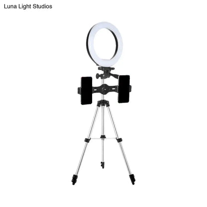 Decorbites Black Silver LED Ring Light on tripod with dual phone holders on Tampa Home & Garden Store