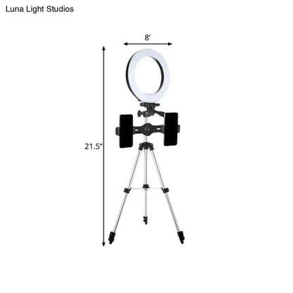 Decorbites Black Silver LED Ring Light on tripod with 8-inch ring for photography on Tampa Home & Garden Store