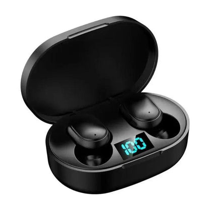 Stevvex in-ear wireless headphones black charging case with LED display, 2 earbuds on Tampa Home & Garden Store