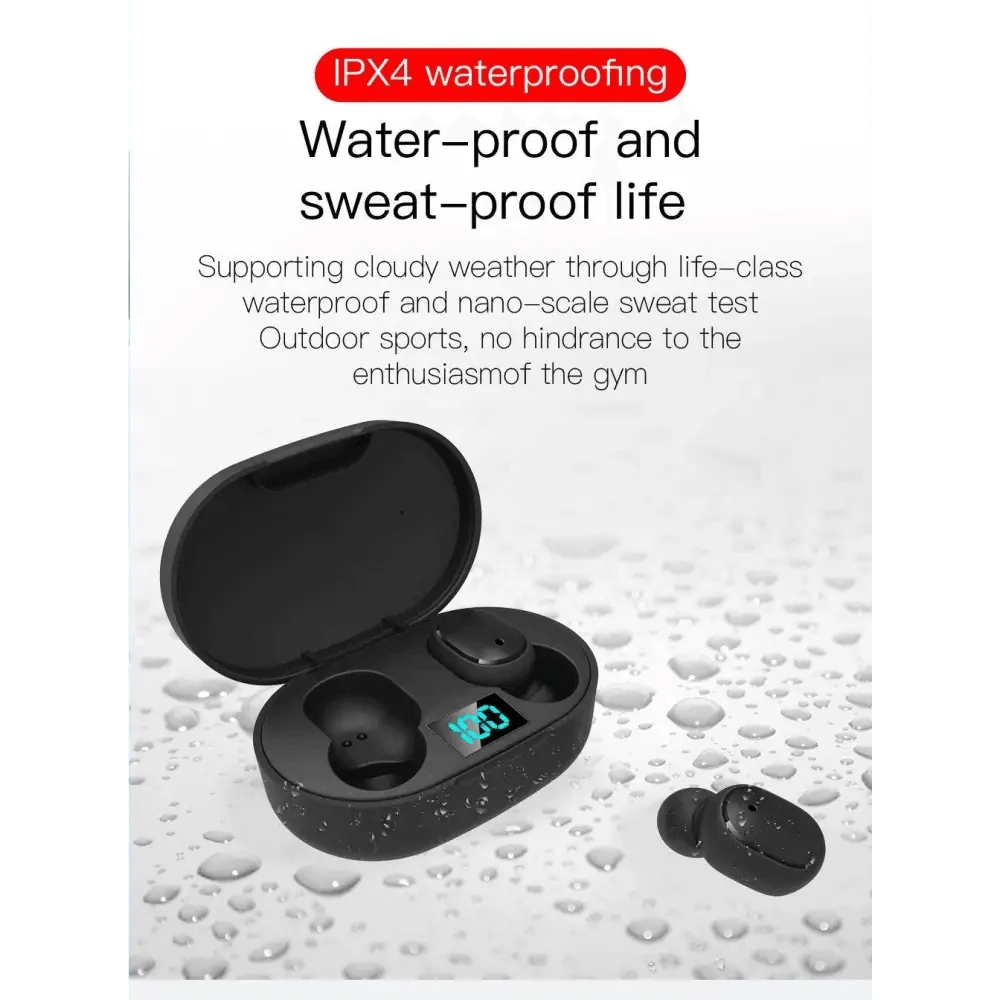 Stevvex in-ear wireless headphones with case, BT 5.0, black, IPX4 waterproof on Tampa Home & Garden Store