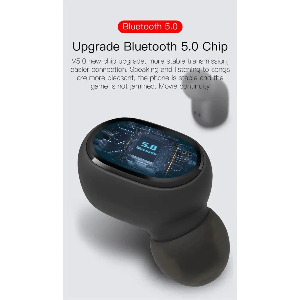 Stevvex in-ear wireless headphones with black charging case featuring Bluetooth 5.0 display on Tampa Home & Garden Store