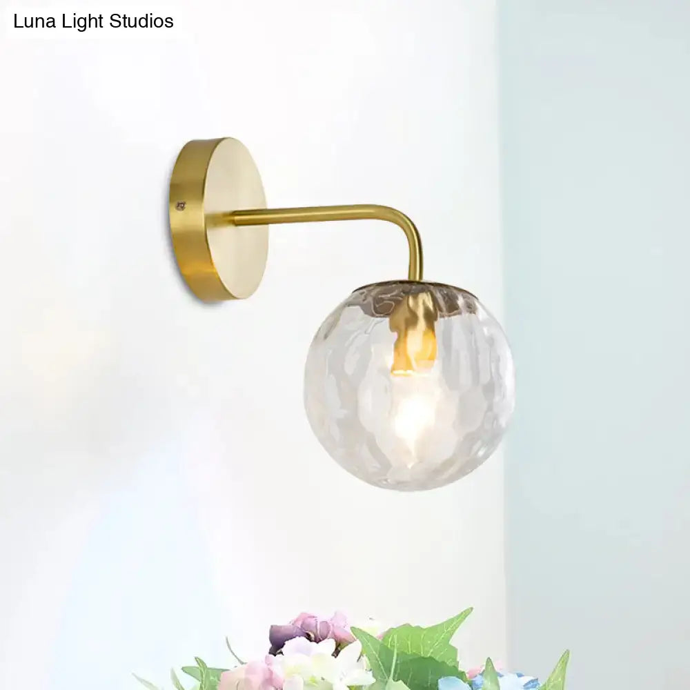 Gold hammered glass living room wall sconce brass arm Decorbites on Tampa Home & Garden Store