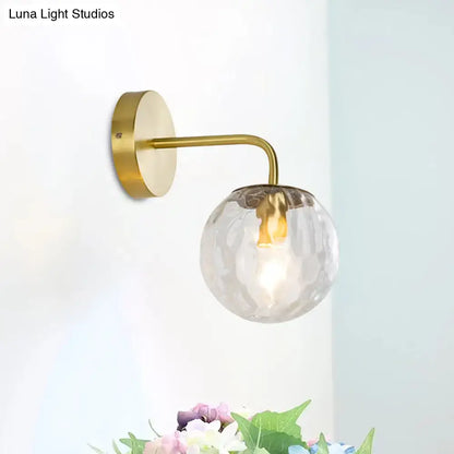 Gold hammered glass living room wall sconce brass arm Decorbites on Tampa Home & Garden Store
