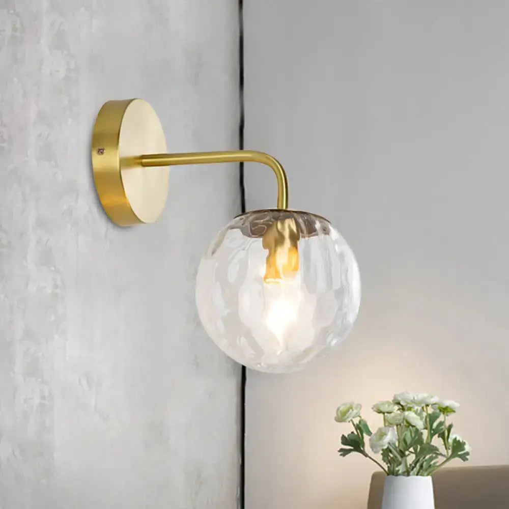 Gold Hammered Glass Living Room Sconce with wall-mount, clear hammered globe on Tampa Home & Garden Store