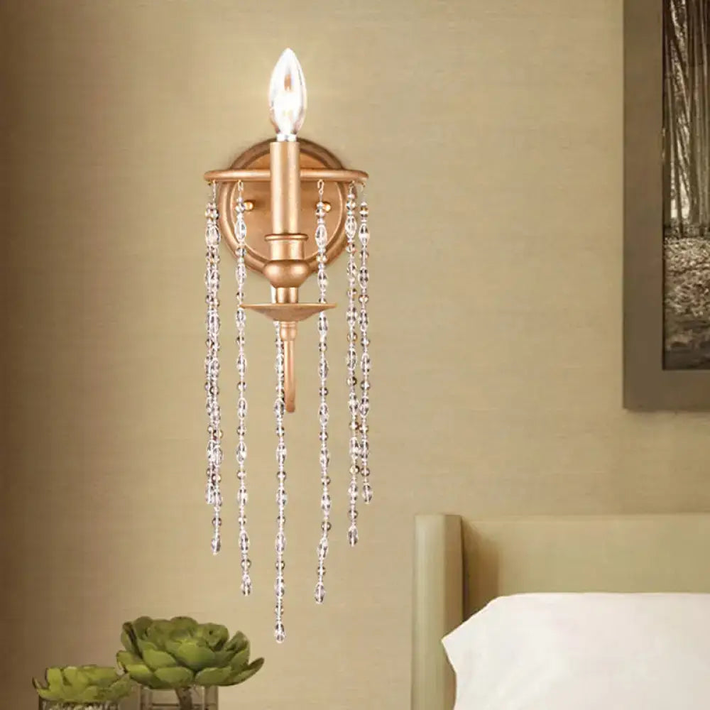 Copper Crystal Beaded Sconce by Decorbites; copper candle wall light with crystal beads on Tampa Home & Garden Store