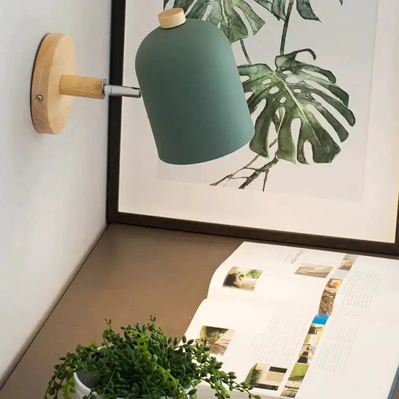 Teal and Wood Wall Lamp Sconce for Bedroom