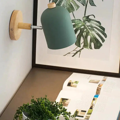 Teal and Wood Wall Lamp Sconce for Bedroom