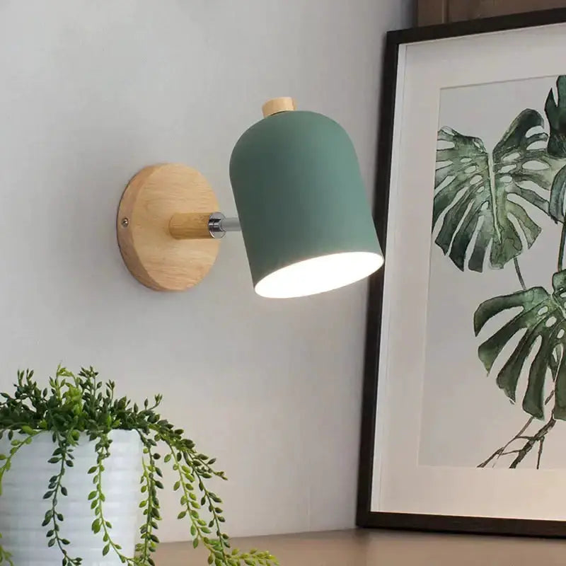 Teal and Wood Wall Lamp Sconce for Bedroom