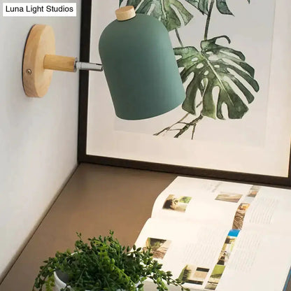 Teal and Wood Wall Lamp Sconce for Bedroom