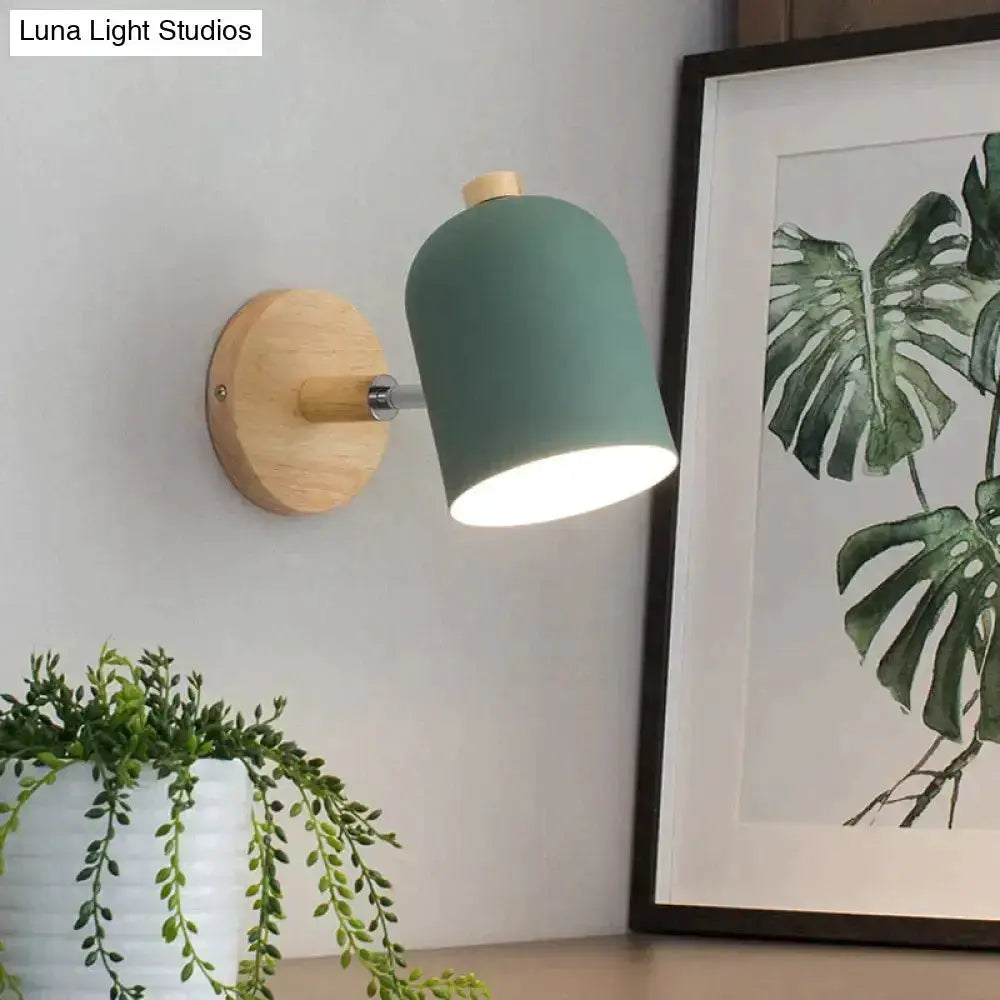 Teal and Wood Wall Lamp Sconce for Bedroom