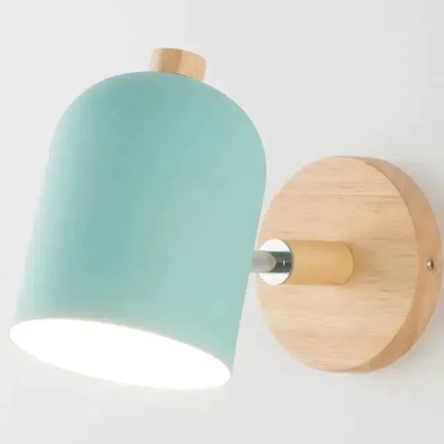 Teal and Wood Wall Lamp Sconce for Bedroom