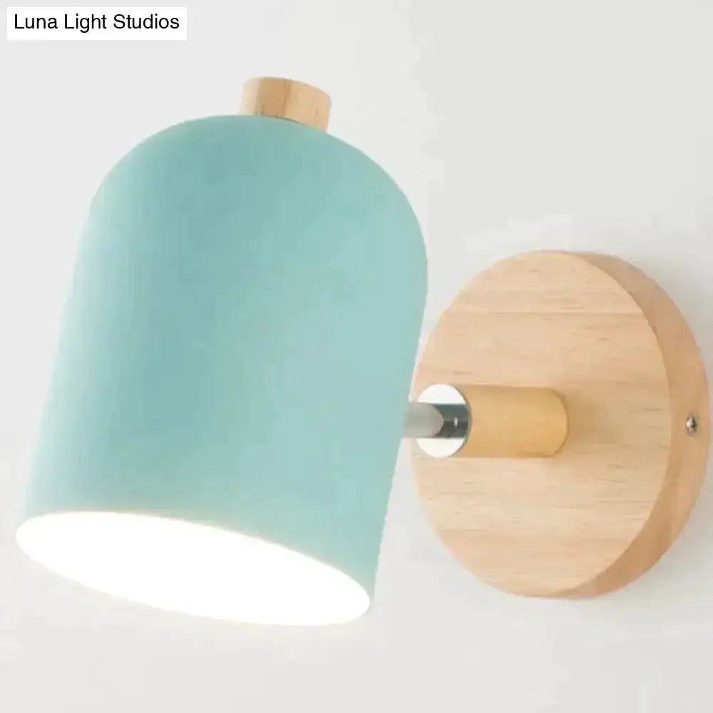 Teal and Wood Wall Lamp Sconce for Bedroom