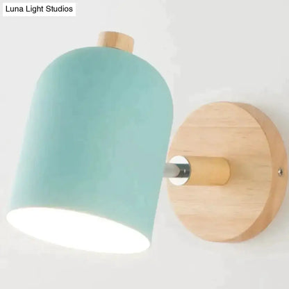 Teal and Wood Wall Lamp Sconce for Bedroom