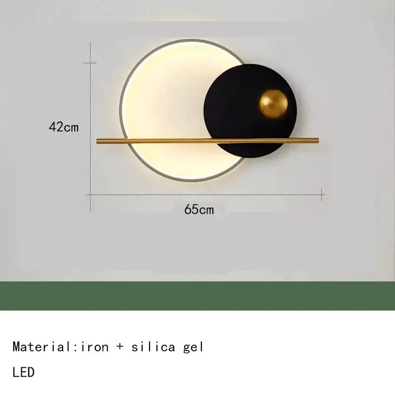 Teal and gold LED wall sconce with two overlapping circular panels and a gold bar by Decorbites on Tampa Home & Garden Store