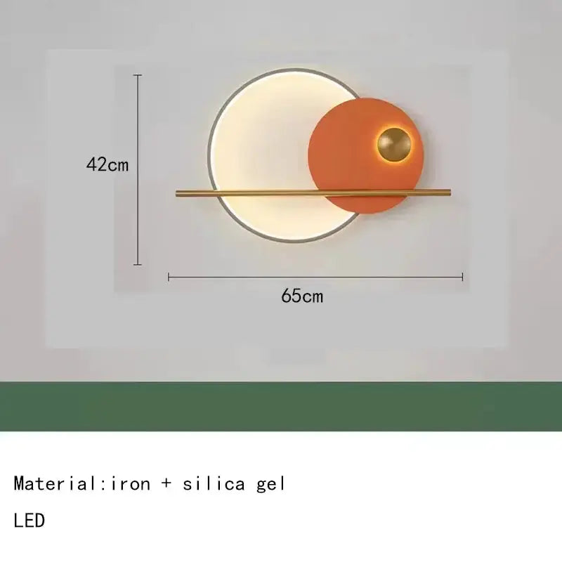 Modern LED wall sconce with circular white glow and orange ring overlay by Decorbites on Tampa Home & Garden Store