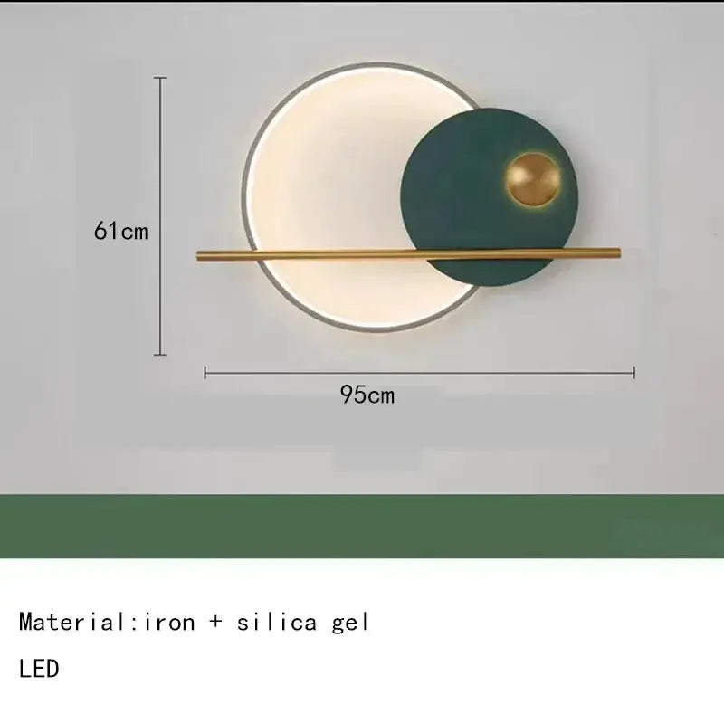 Modern teal and gold LED wall sconce with circular wall art by Decorbites on Tampa Home & Garden Store
