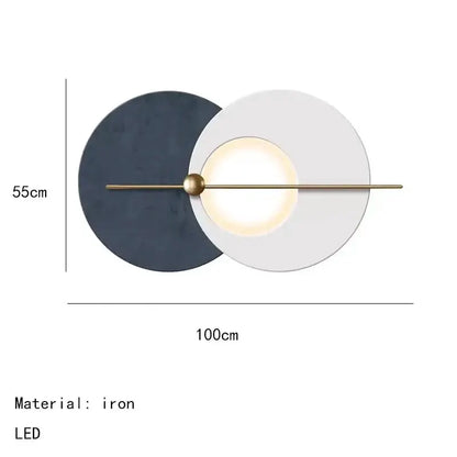 Modern teal & gold LED wall sconce with iron art, overlapping teal and gray circles Decorbites on Tampa Home & Garden Store