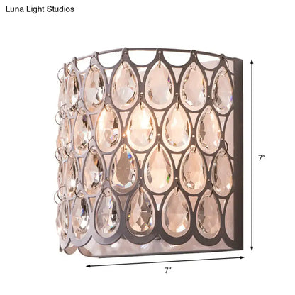 White crystal teardrop wall sconce with chrome frame by Decorbites, 7in square on Tampa Home & Garden Store