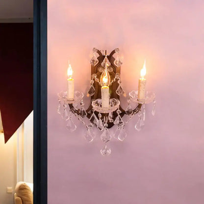 White Rust Crystal Sconce with crystal drops and dual candle lamps Decorbites on Tampa Home & Garden Store