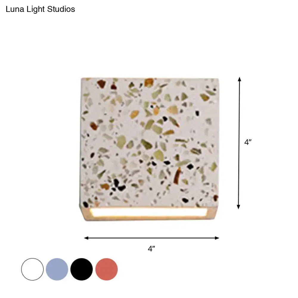 Terrazzo square wall sconce white terrazzo with multicolor chips 4x4 bottom glow on Tampa Home & Garden Store