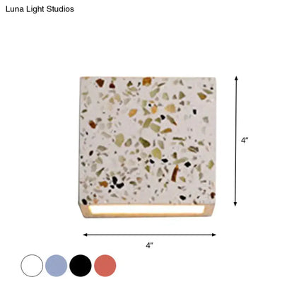 Terrazzo square wall sconce white terrazzo with multicolor chips 4x4 bottom glow on Tampa Home & Garden Store