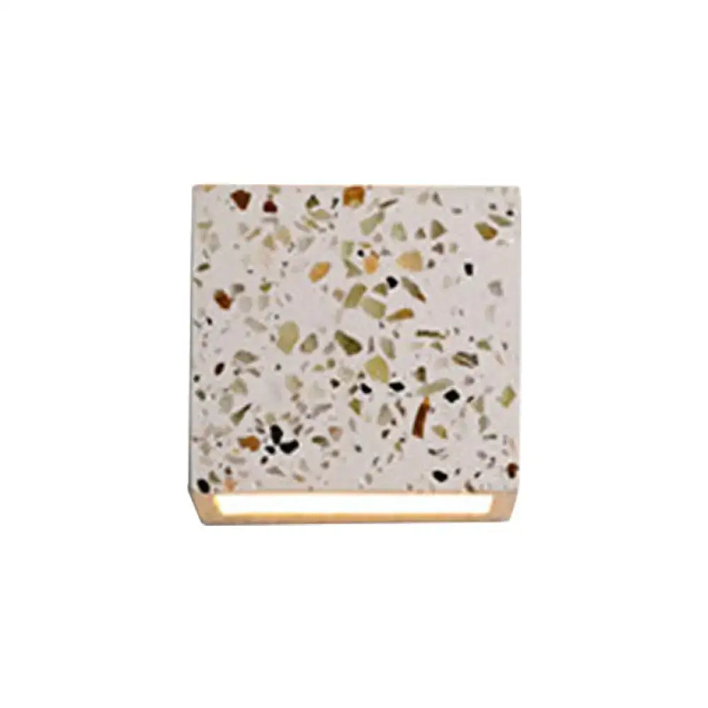 Terrazzo square wall sconce with multicolor chips and warm bottom glow Decorbites on Tampa Home & Garden Store