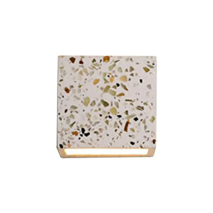 Terrazzo square wall sconce with multicolor chips and warm bottom glow Decorbites on Tampa Home & Garden Store