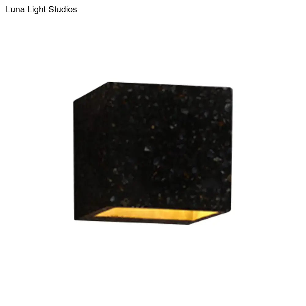 Terrazzo Square Wall Sconce black speckled terrazzo with warm gold interior Decorbites on Tampa Home & Garden Store