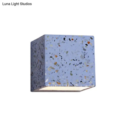 Terrazzo square wall sconce blue terrazzo finish with downward light by Decorbites on Tampa Home & Garden Store