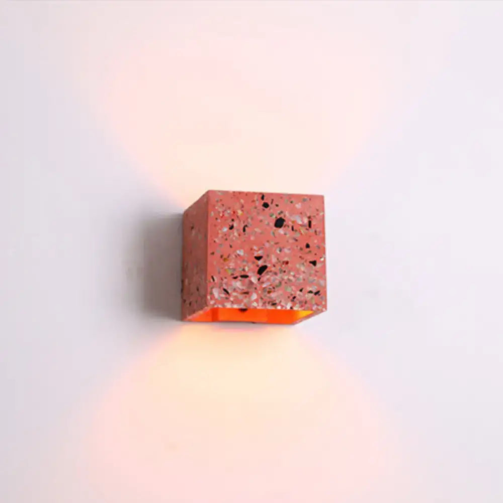 Terrazzo Square Wall Sconce by Decorbites in pink terrazzo; warm uplight and downlight on Tampa Home & Garden Store