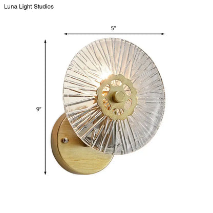 Gold crystal wall sconce with clear ribbed glass shade and brass base Decorbites on Tampa Home & Garden Store