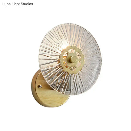 Gold Crystal Wall Sconce with clear ribbed glass shade and brass base Decorbites on Tampa Home & Garden Store