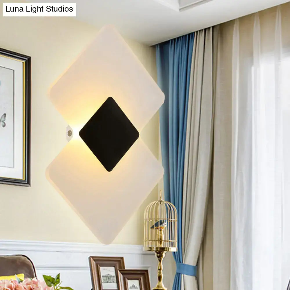 Silver Black LED Sconce by Decorbites with geometric diamond panels on wall on Tampa Home & Garden Store