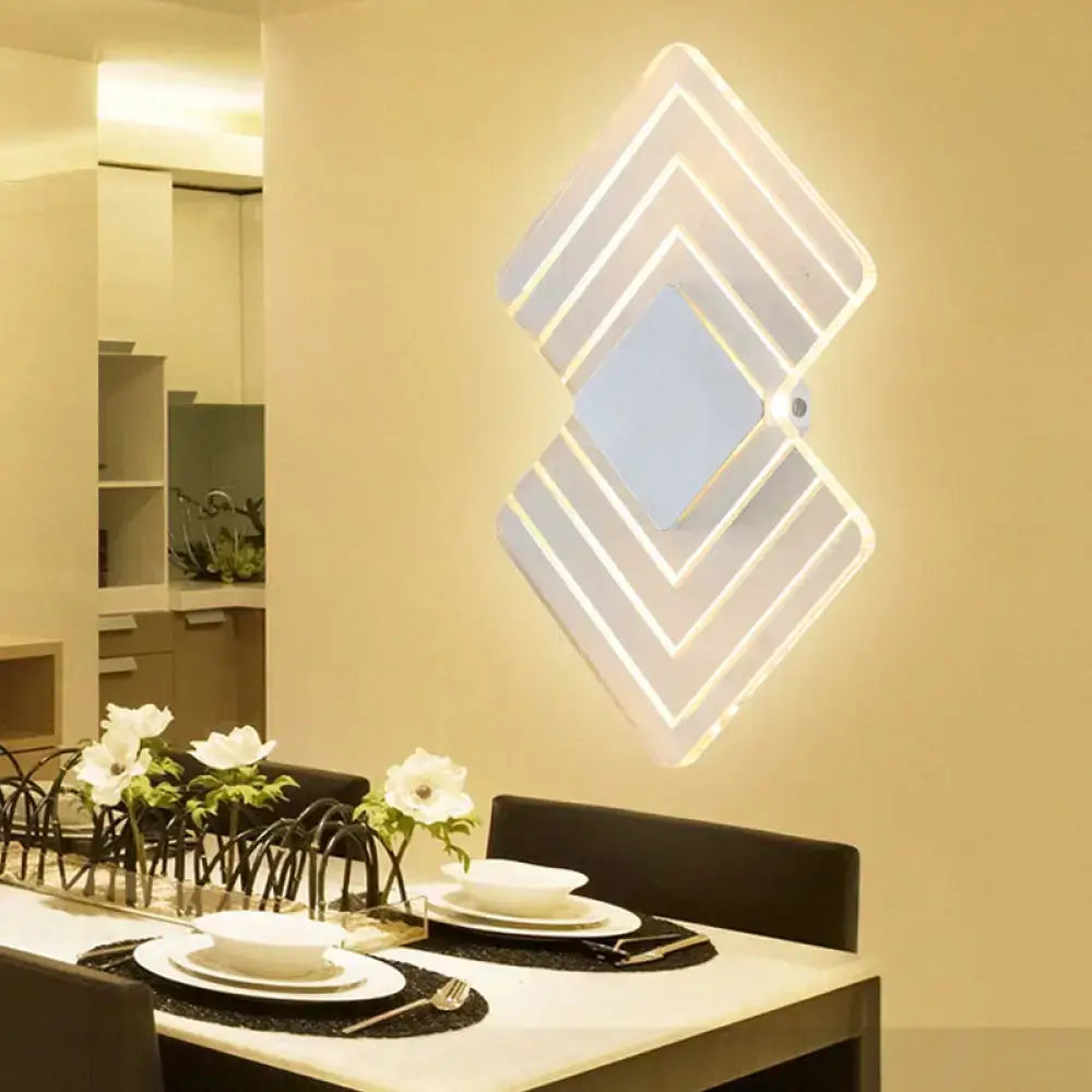 Silver Black LED Sconce by Decorbites with nested diamond frame geometric wall light on Tampa Home & Garden Store