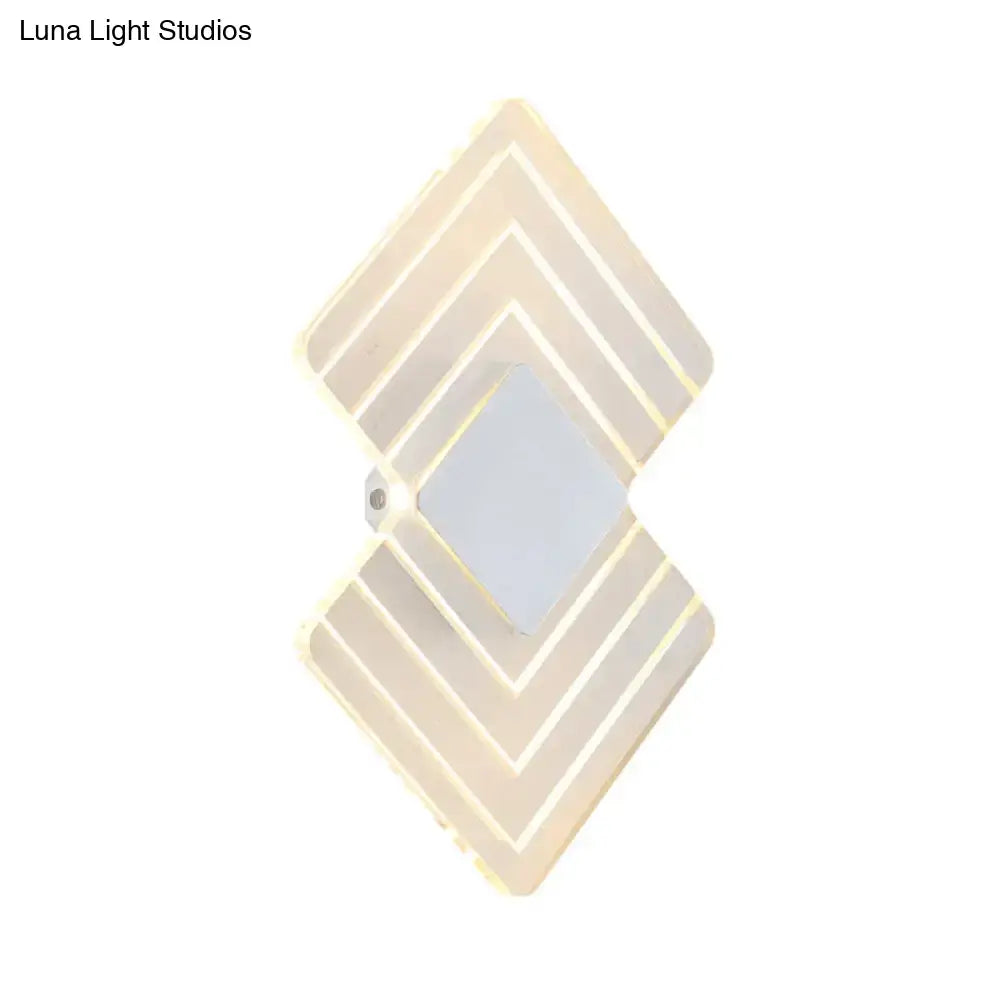Silver Black LED Sconce with layered diamond frames and warm glow on Tampa Home & Garden Store