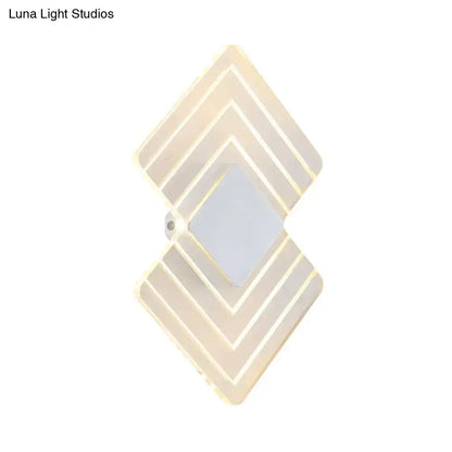 Silver Black LED Sconce with layered diamond frames and warm glow on Tampa Home & Garden Store