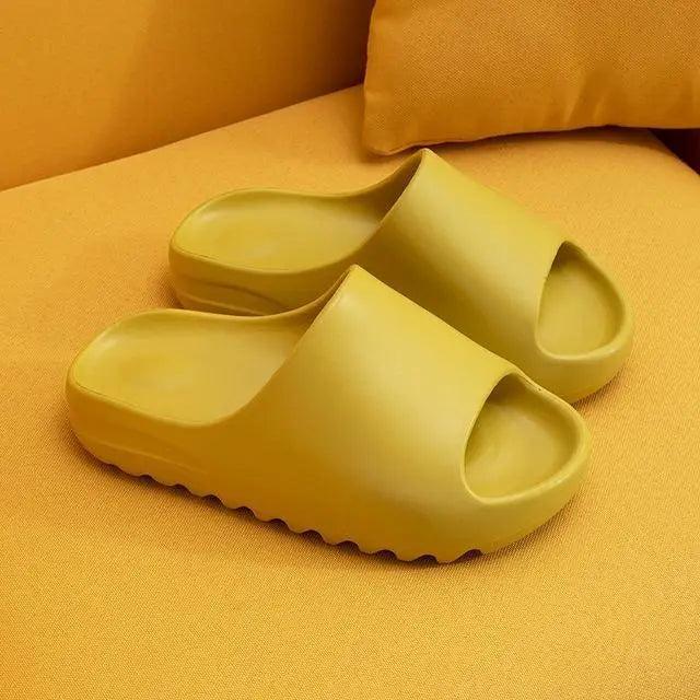Modern Thick Soft Slippers yellow Stevvex slide sandals for indoor outdoor use unisex on Tampa Home & Garden Store