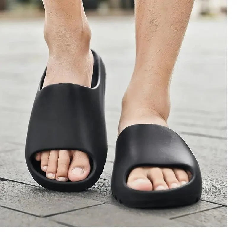 Slide sandals Stevvex unisex black thick-soled open-toe on Tampa Home & Garden Store